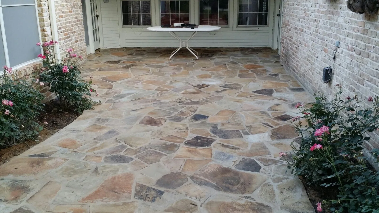 Stone patio surface in a courtyard